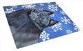 Schipperke Winter Snowflakes Holiday Cutting Board Tempered Glass Kitchen Cutting Surface, Heat Resistant Chopping, Non-Slip Feet, Food Prep & Serving