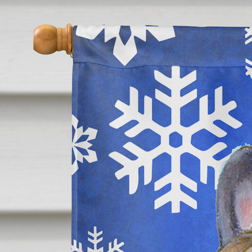French Bulldog Winter Snowflakes Holiday House Flag 28x40 Porch Sleeve Pole Decorative Outside Yard Banner Artwork Wall Hanging, Polyester