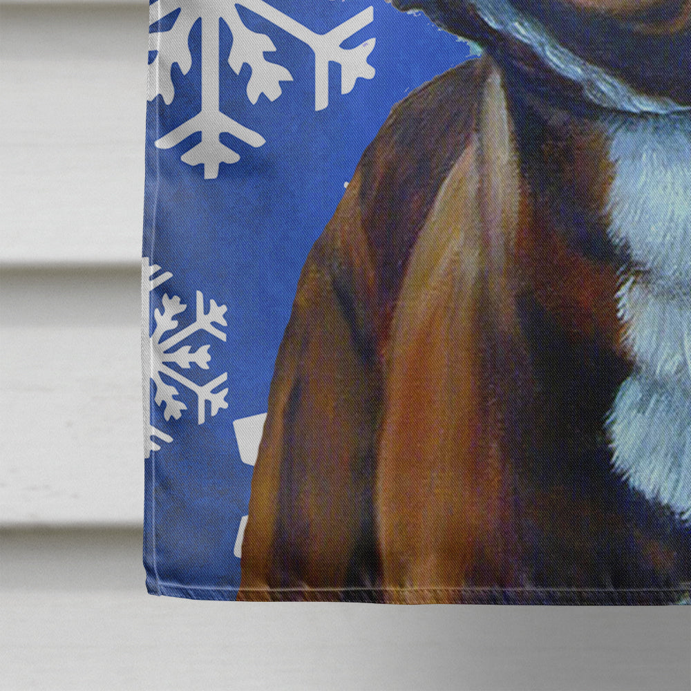 French Bulldog Winter Snowflakes Holiday House Flag 28x40 Porch Sleeve Pole Decorative Outside Yard Banner Artwork Wall Hanging, Polyester