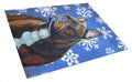 French Bulldog Winter Snowflakes Holiday Cutting Board Tempered Glass Kitchen Cutting Surface, Heat Resistant Chopping, Non-Slip Feet, Food Prep & Serving