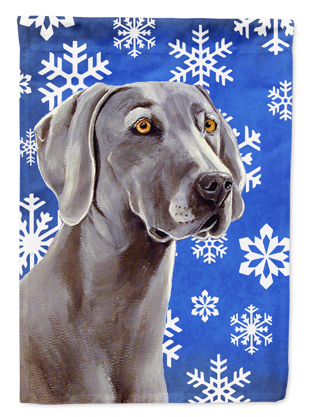 Weimaraner Winter Snowflakes Holiday House Flag 28x40 Porch Sleeve Pole Decorative Outside Yard Banner Artwork Wall Hanging, Polyester