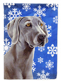 Weimaraner Winter Snowflakes Holiday House Flag 28x40 Porch Sleeve Pole Decorative Outside Yard Banner Artwork Wall Hanging, Polyester