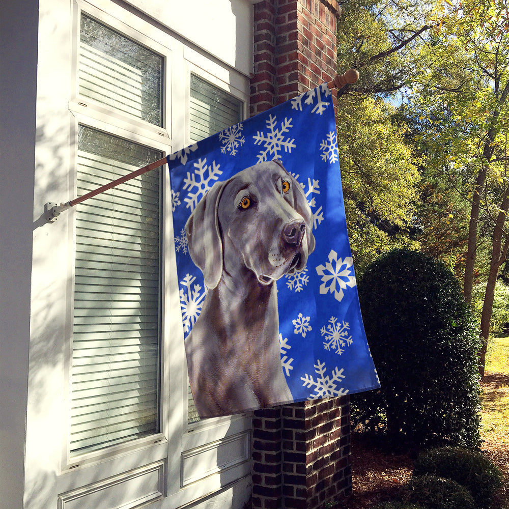 Weimaraner Winter Snowflakes Holiday House Flag 28x40 Porch Sleeve Pole Decorative Outside Yard Banner Artwork Wall Hanging, Polyester
