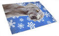 Weimaraner Winter Snowflakes Holiday Cutting Board Tempered Glass Kitchen Cutting Surface, Heat Resistant Chopping, Non-Slip Feet, Food Prep & Serving