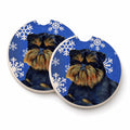 Brussels Griffon Winter Snowflakes Holiday Set of 2 Cup Holder Car Coasters Absorbent Round Sandstone Coasters Gifts for Men or Women, 2.5, Multicolor