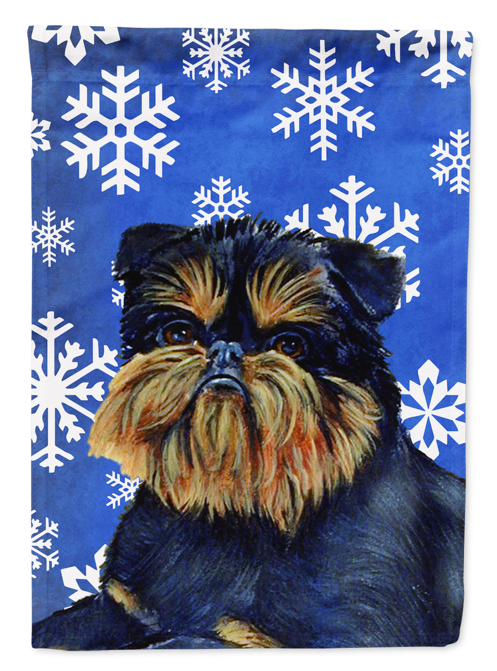 Brussels Griffon Winter Snowflakes Holiday House Flag 28x40 Porch Sleeve Pole Decorative Outside Yard Banner Artwork Wall Hanging, Polyester