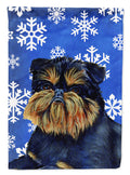 Brussels Griffon Winter Snowflakes Holiday House Flag 28x40 Porch Sleeve Pole Decorative Outside Yard Banner Artwork Wall Hanging, Polyester