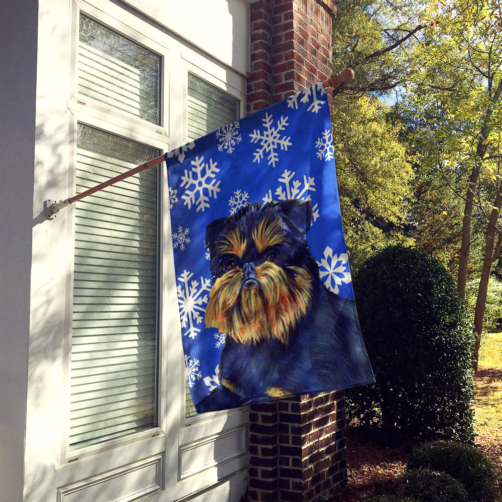 Brussels Griffon Winter Snowflakes Holiday House Flag 28x40 Porch Sleeve Pole Decorative Outside Yard Banner Artwork Wall Hanging, Polyester