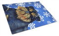 Brussels Griffon Winter Snowflakes Holiday Cutting Board Tempered Glass Kitchen Cutting Surface, Heat Resistant Chopping, Non-Slip Feet, Food Prep & Serving