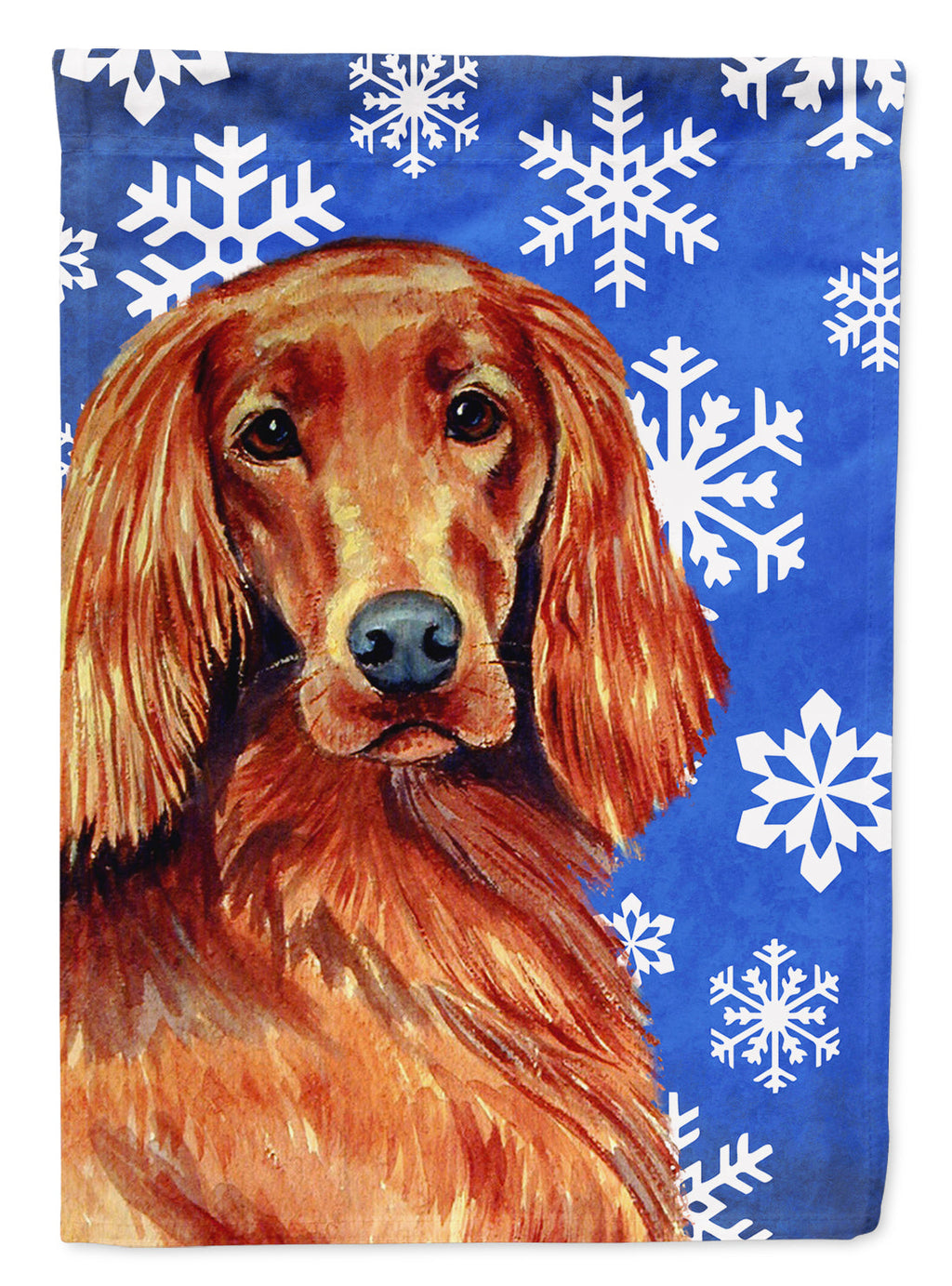 Irish Setter Winter Snowflakes Holiday House Flag 28x40 Porch Sleeve Pole Decorative Outside Yard Banner Artwork Wall Hanging, Polyester