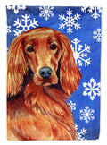 Irish Setter Winter Snowflakes Holiday House Flag 28x40 Porch Sleeve Pole Decorative Outside Yard Banner Artwork Wall Hanging, Polyester