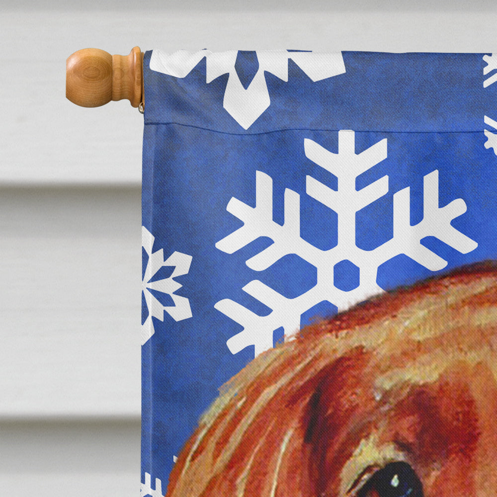 Irish Setter Winter Snowflakes Holiday House Flag 28x40 Porch Sleeve Pole Decorative Outside Yard Banner Artwork Wall Hanging, Polyester
