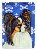 Papillon Winter Snowflakes Holiday House Flag 28x40 Porch Sleeve Pole Decorative Outside Yard Banner Artwork Wall Hanging, Polyester