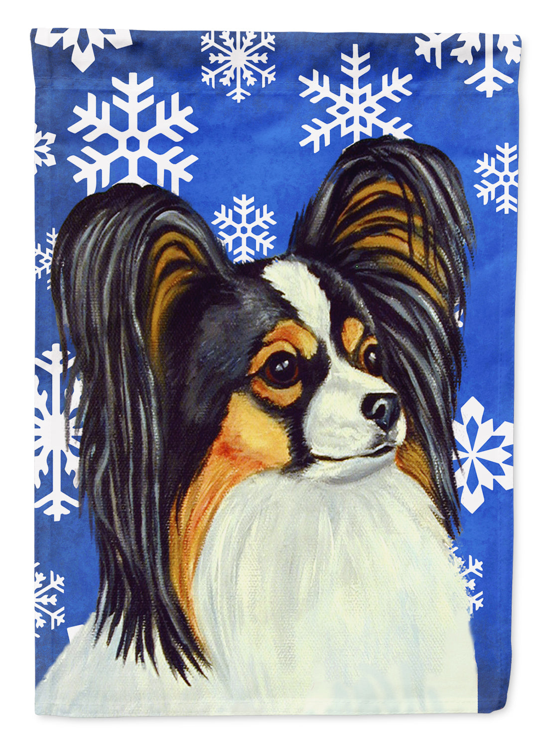 Papillon Winter Snowflakes Holiday House Flag 28x40 Porch Sleeve Pole Decorative Outside Yard Banner Artwork Wall Hanging, Polyester