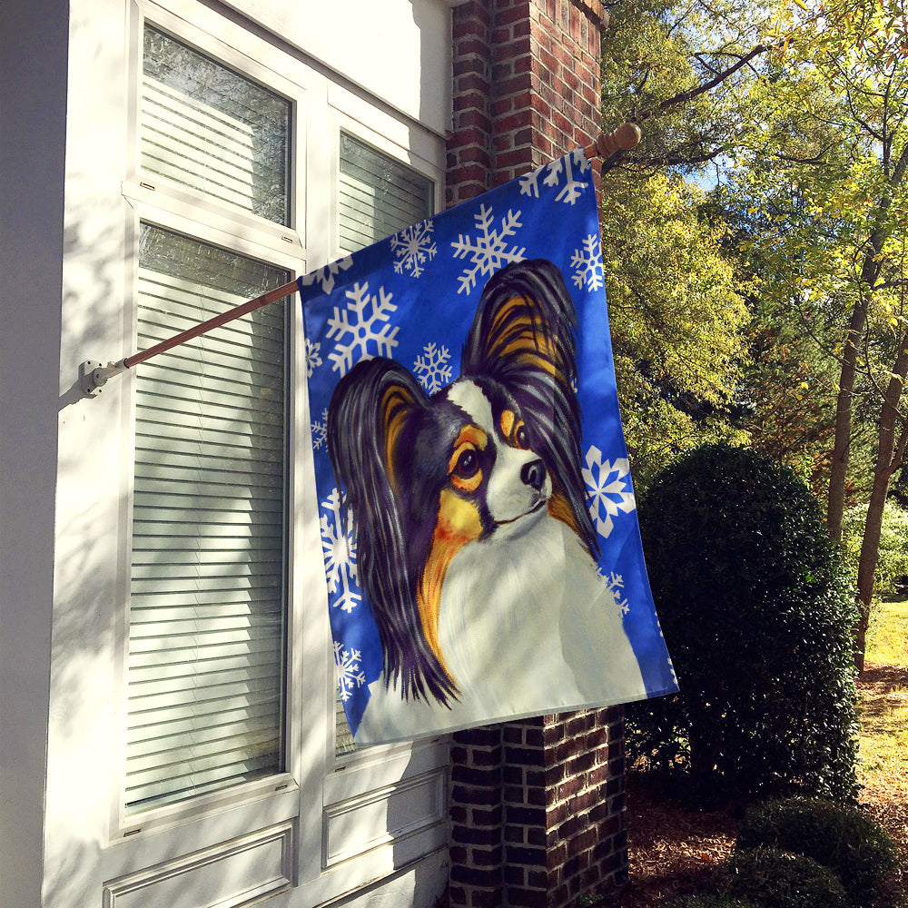 Papillon Winter Snowflakes Holiday House Flag 28x40 Porch Sleeve Pole Decorative Outside Yard Banner Artwork Wall Hanging, Polyester