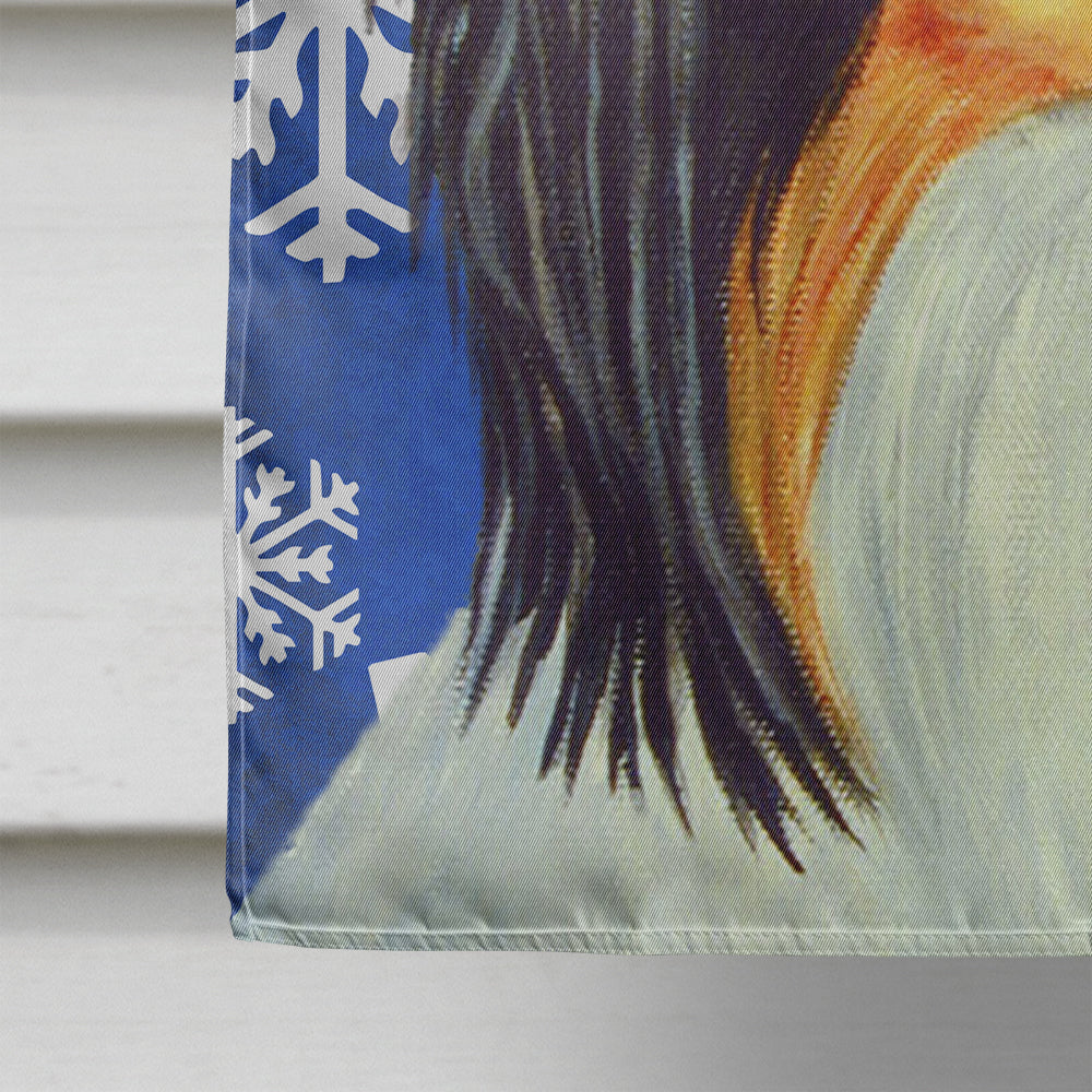 Papillon Winter Snowflakes Holiday House Flag 28x40 Porch Sleeve Pole Decorative Outside Yard Banner Artwork Wall Hanging, Polyester