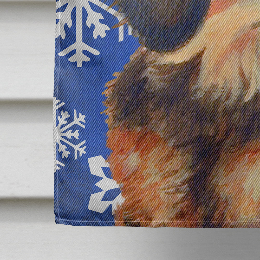 Dachshund Winter Snowflakes Holiday House Flag 28x40 Porch Sleeve Pole Decorative Outside Yard Banner Artwork Wall Hanging, Polyester