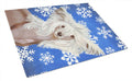 Chinese Crested Winter Snowflakes Holiday Cutting Board Tempered Glass Kitchen Cutting Surface, Heat Resistant Chopping, Non-Slip Feet, Food Prep & Serving