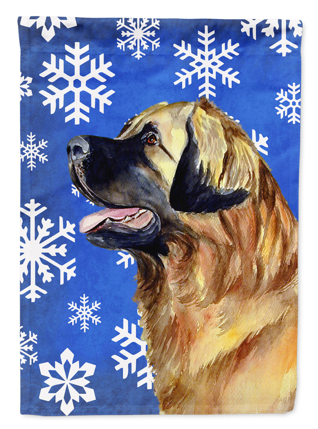 Leonberger Winter Snowflakes Holiday House Flag 28x40 Porch Sleeve Pole Decorative Outside Yard Banner Artwork Wall Hanging, Polyester