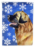 Leonberger Winter Snowflakes Holiday House Flag 28x40 Porch Sleeve Pole Decorative Outside Yard Banner Artwork Wall Hanging, Polyester