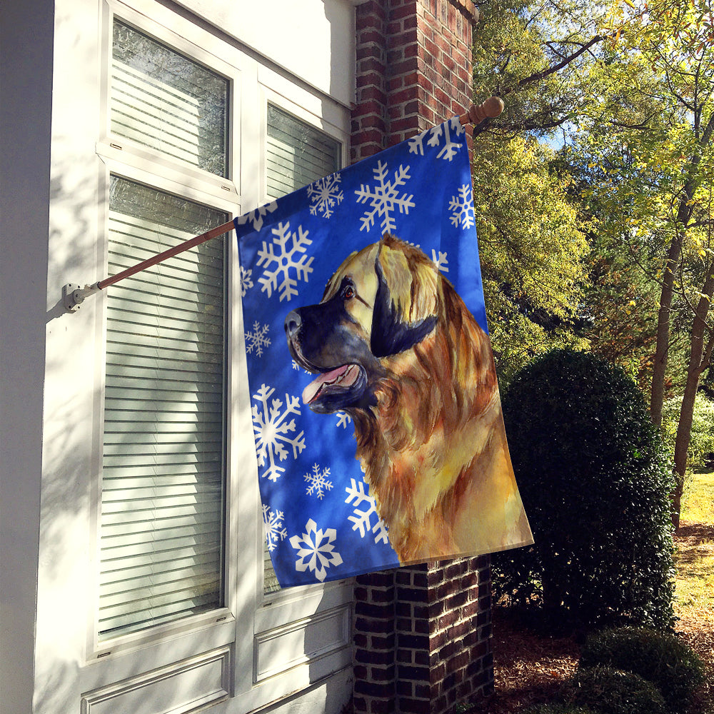 Leonberger Winter Snowflakes Holiday House Flag 28x40 Porch Sleeve Pole Decorative Outside Yard Banner Artwork Wall Hanging, Polyester