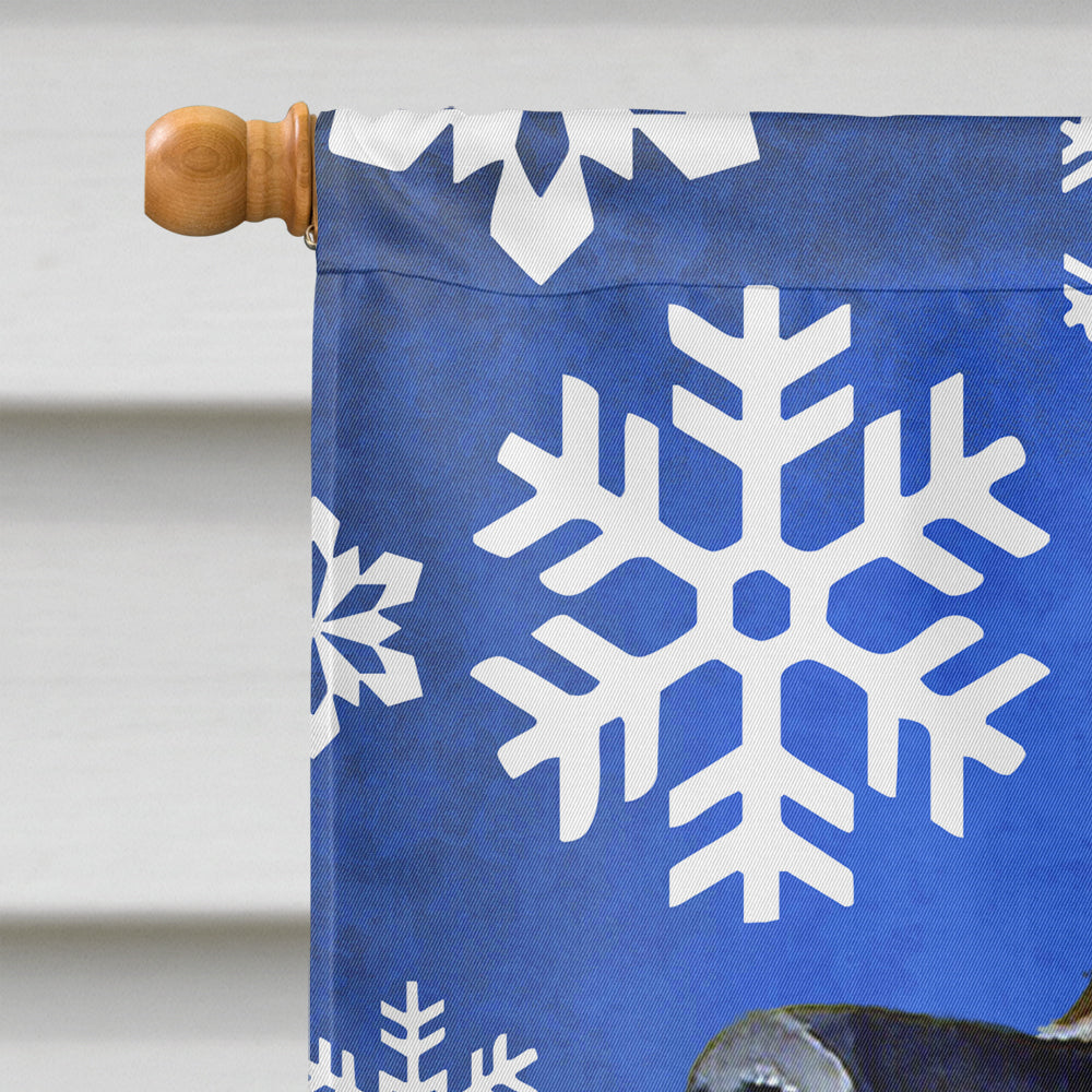 Leonberger Winter Snowflakes Holiday House Flag 28x40 Porch Sleeve Pole Decorative Outside Yard Banner Artwork Wall Hanging, Polyester