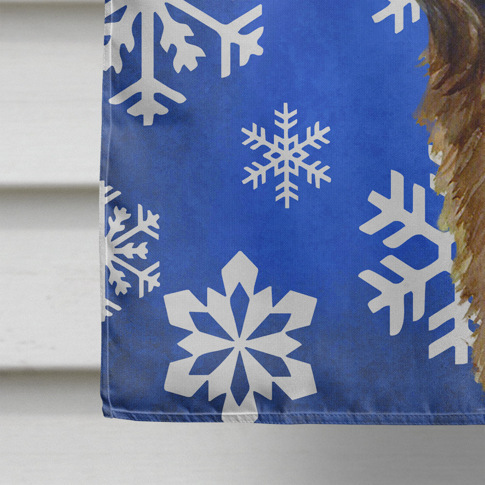 Leonberger Winter Snowflakes Holiday House Flag 28x40 Porch Sleeve Pole Decorative Outside Yard Banner Artwork Wall Hanging, Polyester