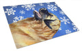 Leonberger Winter Snowflakes Holiday Cutting Board Tempered Glass Kitchen Cutting Surface, Heat Resistant Chopping, Non-Slip Feet, Food Prep & Serving