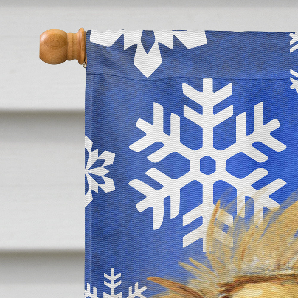 Tibetan Spaniel Winter Snowflakes Holiday House Flag 28x40 Porch Sleeve Pole Decorative Outside Yard Banner Artwork Wall Hanging, Polyester