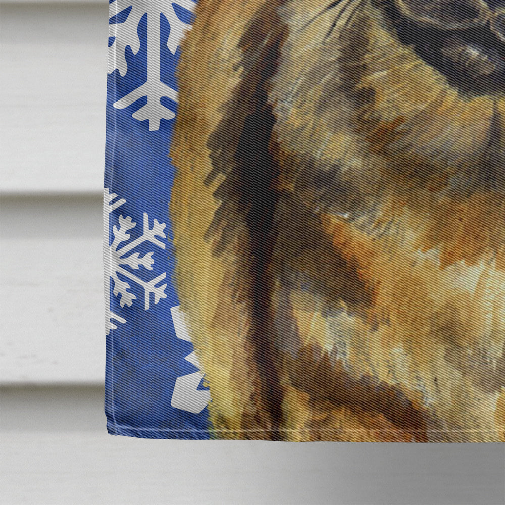 Tibetan Spaniel Winter Snowflakes Holiday House Flag 28x40 Porch Sleeve Pole Decorative Outside Yard Banner Artwork Wall Hanging, Polyester
