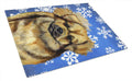 Tibetan Spaniel Winter Snowflakes Holiday Cutting Board Tempered Glass Kitchen Cutting Surface, Heat Resistant Chopping, Non-Slip Feet, Food Prep & Serving
