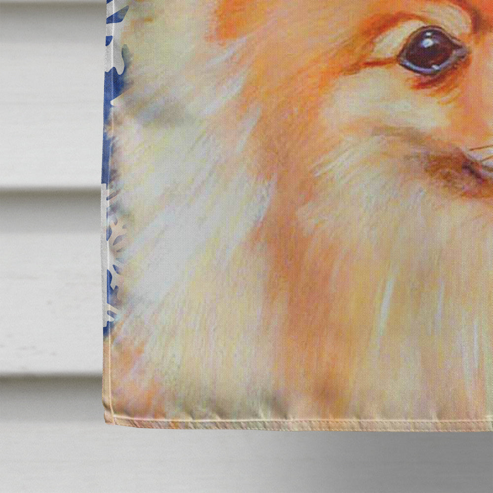 Pomeranian Winter Snowflakes Holiday House Flag 28x40 Porch Sleeve Pole Decorative Outside Yard Banner Artwork Wall Hanging, Polyester