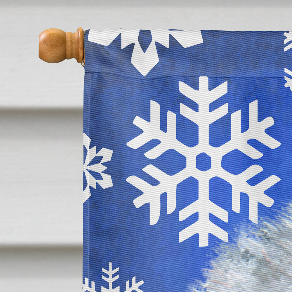 Old English Sheepdog Winter Snowflakes Holiday House Flag 28x40 Porch Sleeve Pole Decorative Outside Yard Banner Artwork Wall Hanging, Polyester