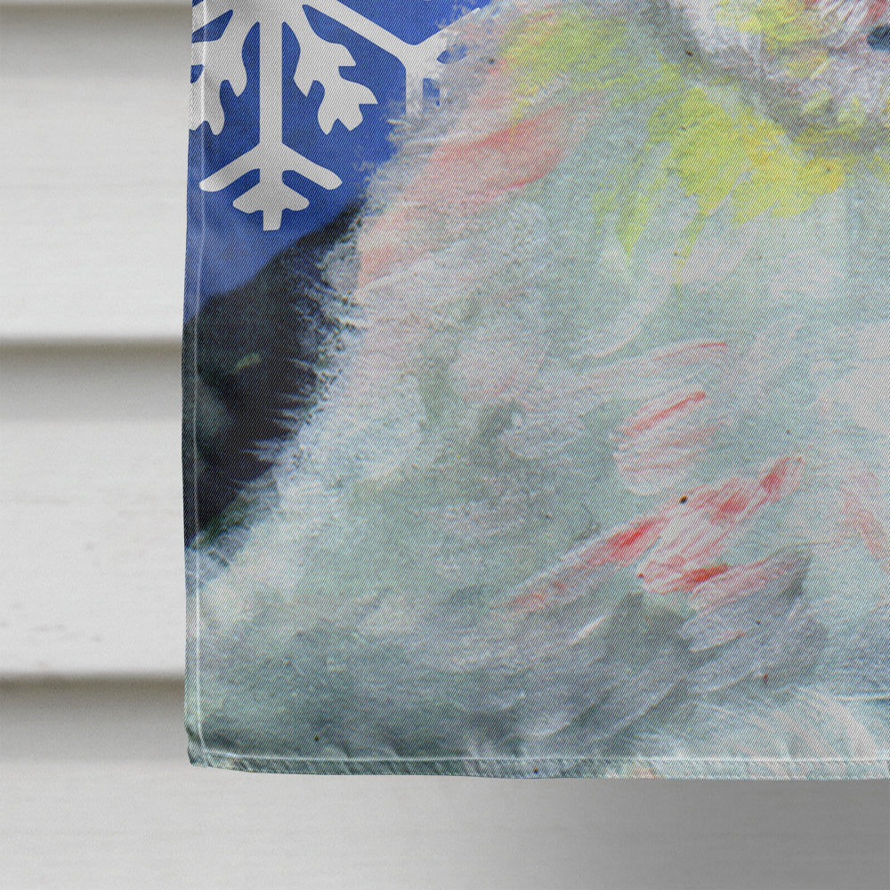 Old English Sheepdog Winter Snowflakes Holiday House Flag 28x40 Porch Sleeve Pole Decorative Outside Yard Banner Artwork Wall Hanging, Polyester