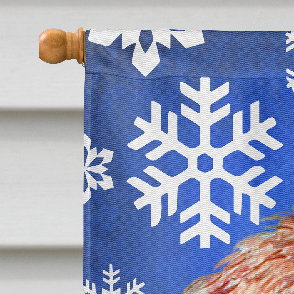 Petit Basset Griffon Vendeen Winter Snowflakes Holiday House Flag 28x40 Porch Sleeve Pole Decorative Outside Yard Banner Artwork Wall Hanging, Polyester