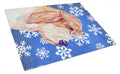 Petit Basset Griffon Vendeen Winter Snowflakes Holiday Cutting Board Tempered Glass Kitchen Cutting Surface, Heat Resistant Chopping, Non-Slip Feet, Food Prep & Serving