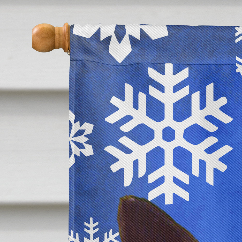 Norwegian Elkhound Winter Snowflakes Holiday House Flag 28x40 Porch Sleeve Pole Decorative Outside Yard Banner Artwork Wall Hanging, Polyester