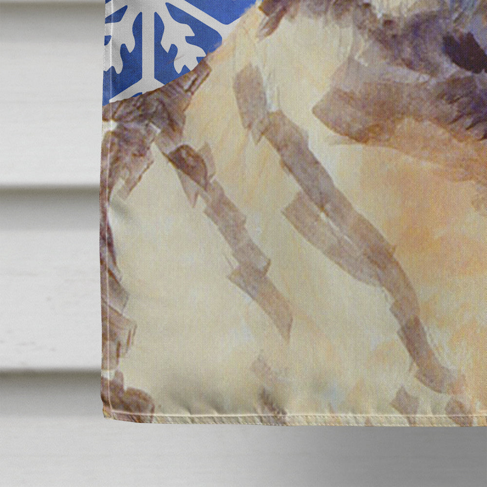 Norwegian Elkhound Winter Snowflakes Holiday House Flag 28x40 Porch Sleeve Pole Decorative Outside Yard Banner Artwork Wall Hanging, Polyester