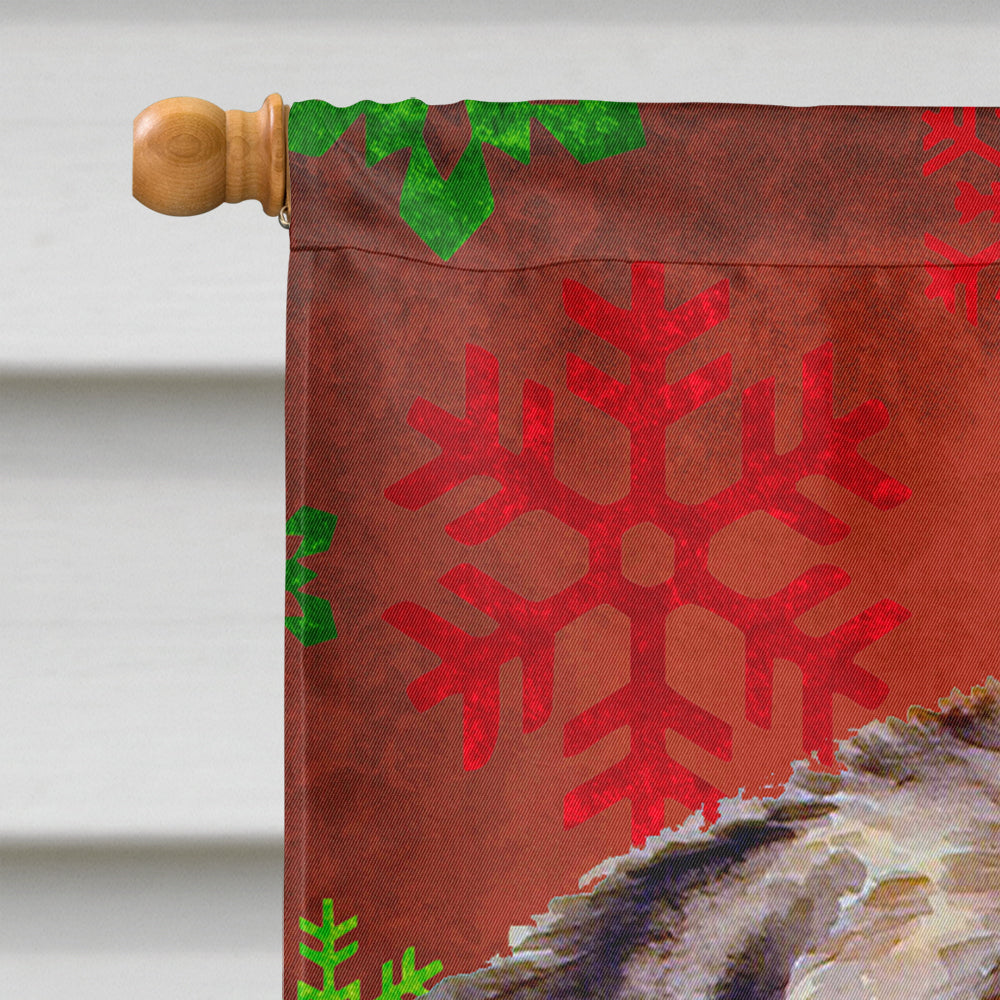 Newfoundland Red and Green Snowflakes Holiday Christmas House Flag 28x40 Porch Sleeve Pole Decorative Outside Yard Banner Artwork Wall Hanging, Polyester