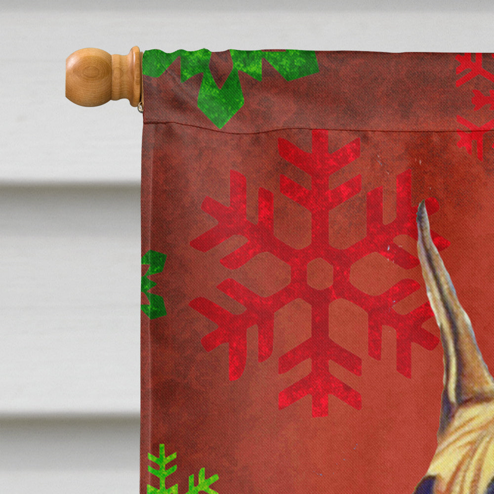 Great Dane Red and Green Snowflakes Holiday Christmas House Flag 28x40 Porch Sleeve Pole Decorative Outside Yard Banner Artwork Wall Hanging, Polyester