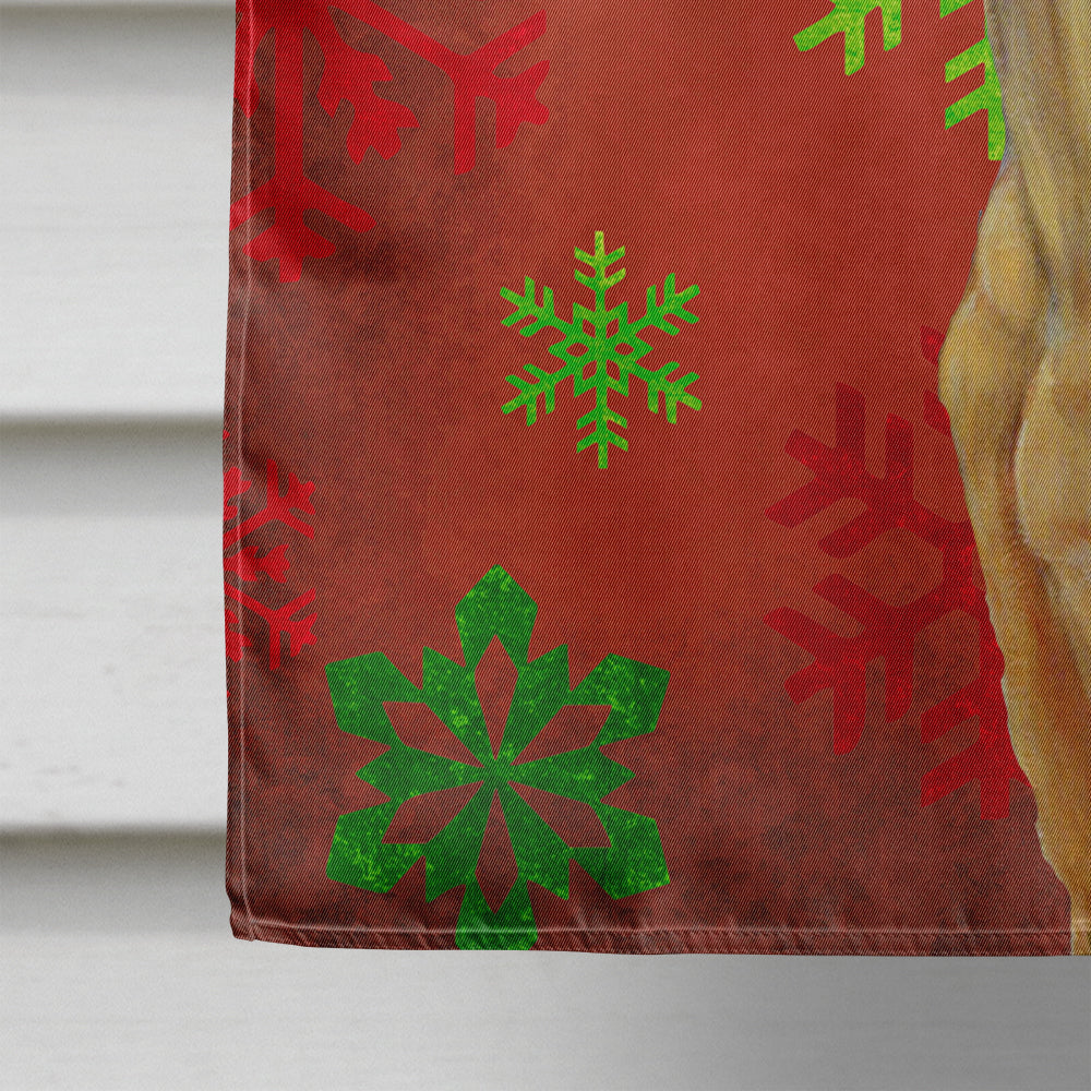 Great Dane Red and Green Snowflakes Holiday Christmas House Flag 28x40 Porch Sleeve Pole Decorative Outside Yard Banner Artwork Wall Hanging, Polyester