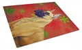 Great Dane Red and Green Snowflakes Holiday Christmas Cutting Board Tempered Glass Kitchen Cutting Surface, Heat Resistant Chopping, Non-Slip Feet, Food Prep & Serving