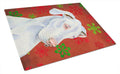 Great Dane Red and Green Snowflakes Holiday Christmas Cutting Board Tempered Glass Kitchen Cutting Surface, Heat Resistant Chopping, Non-Slip Feet, Food Prep & Serving
