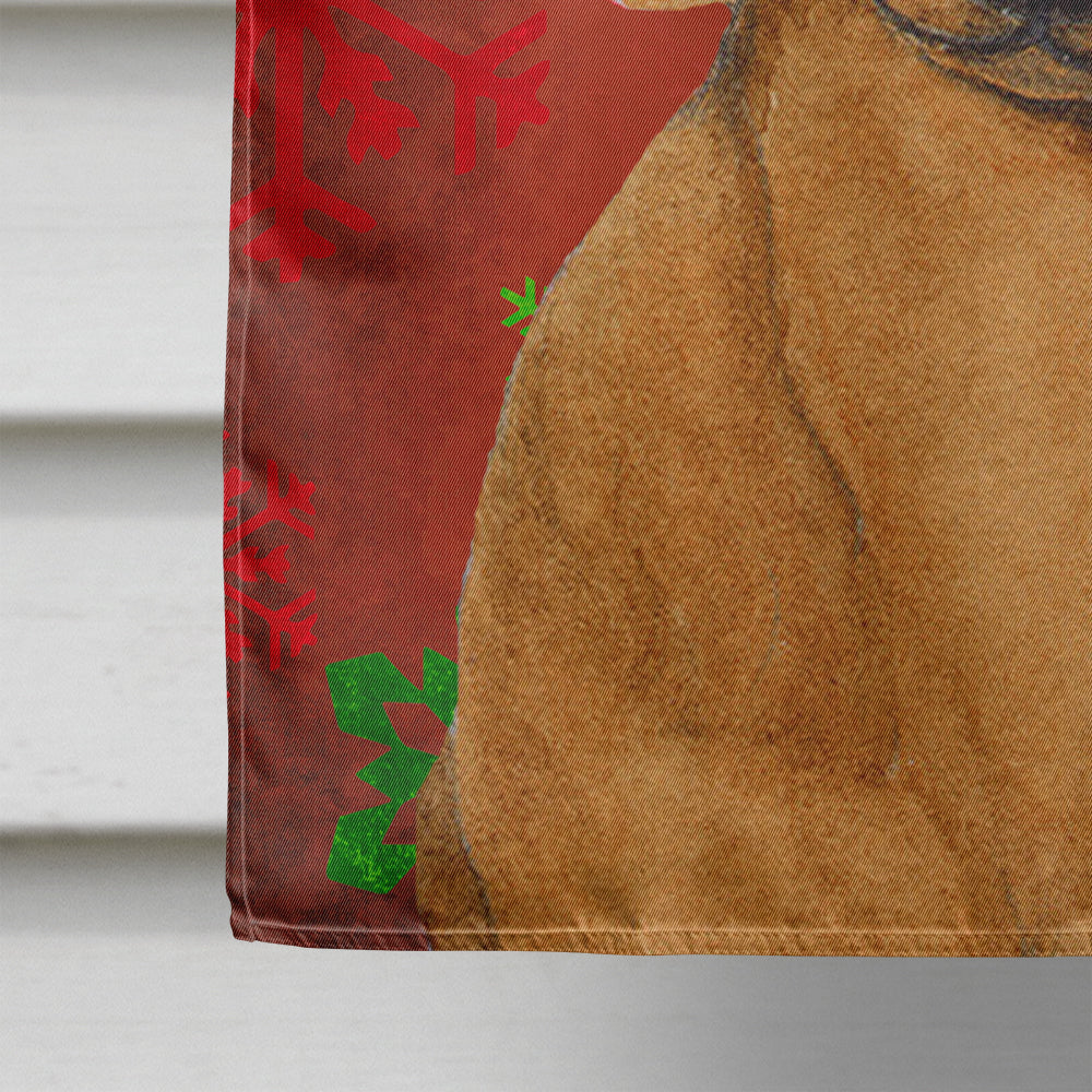 Dachshund Red and Green Snowflakes Holiday Christmas House Flag 28x40 Porch Sleeve Pole Decorative Outside Yard Banner Artwork Wall Hanging, Polyester