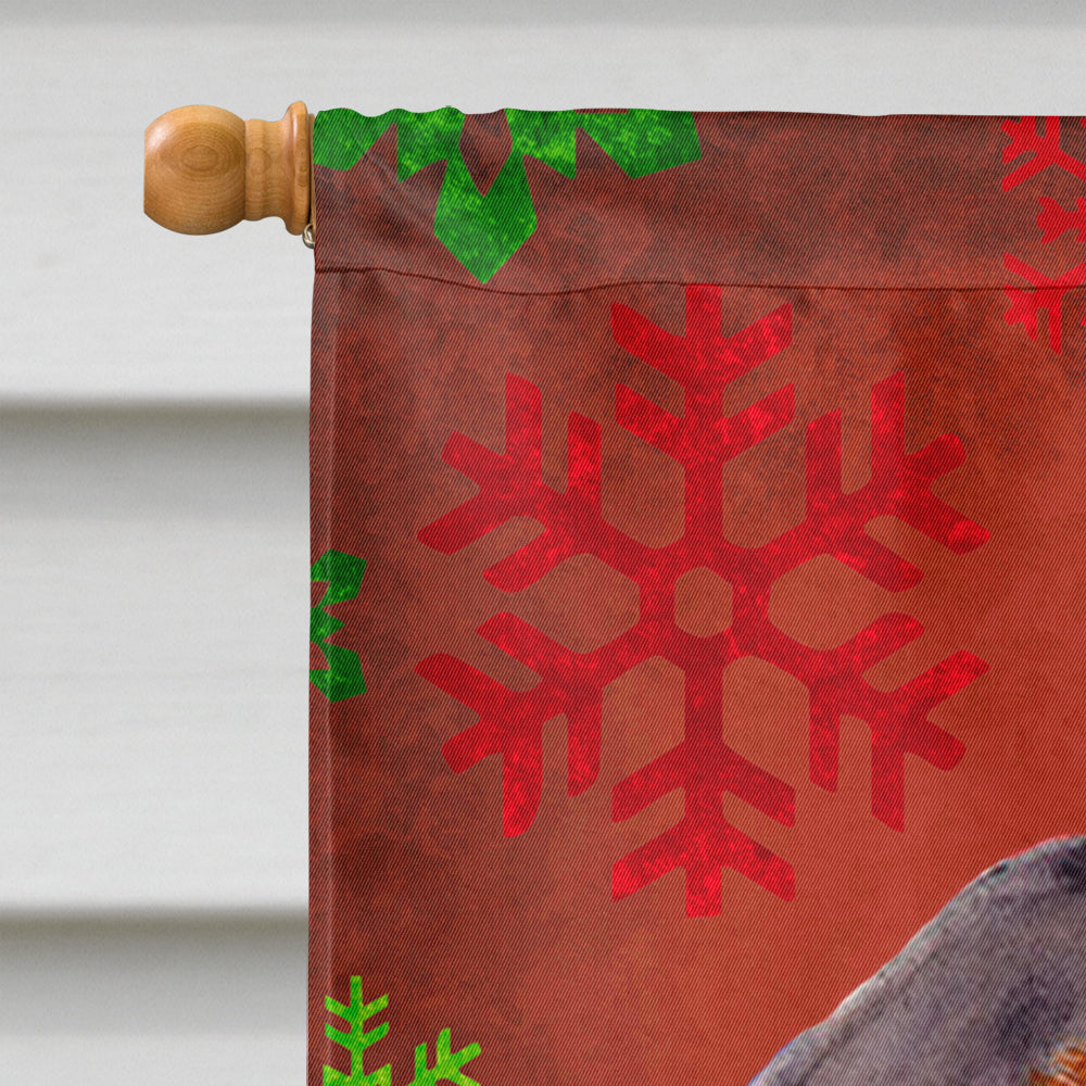 Dachshund Red and Green Snowflakes Holiday Christmas House Flag 28x40 Porch Sleeve Pole Decorative Outside Yard Banner Artwork Wall Hanging, Polyester