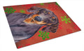 Dachshund Red and Green Snowflakes Holiday Christmas Cutting Board Tempered Glass Kitchen Cutting Surface, Heat Resistant Chopping, Non-Slip Feet, Food Prep & Serving