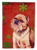 Brussels Griffon Red and Green Snowflakes Holiday Christmas House Flag 28x40 Porch Sleeve Pole Decorative Outside Yard Banner Artwork Wall Hanging, Polyester