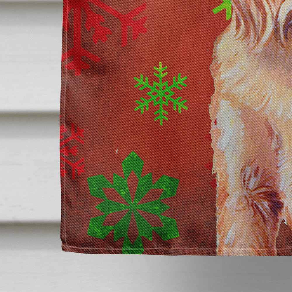 Brussels Griffon Red and Green Snowflakes Holiday Christmas House Flag 28x40 Porch Sleeve Pole Decorative Outside Yard Banner Artwork Wall Hanging, Polyester