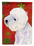 Westie Red and Green Snowflakes Holiday Christmas House Flag 28x40 Porch Sleeve Pole Decorative Outside Yard Banner Artwork Wall Hanging, Polyester