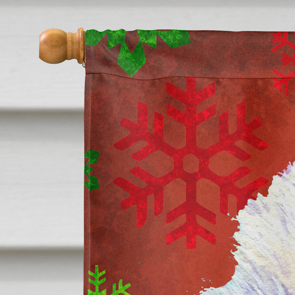 Westie Red and Green Snowflakes Holiday Christmas House Flag 28x40 Porch Sleeve Pole Decorative Outside Yard Banner Artwork Wall Hanging, Polyester